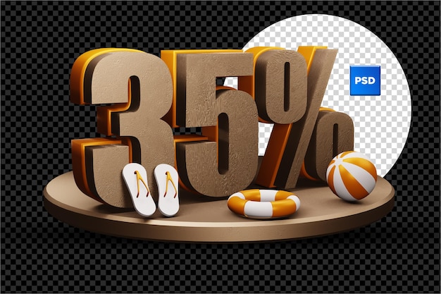 35 procent 3d zomer sale korting badge geïsoleerd