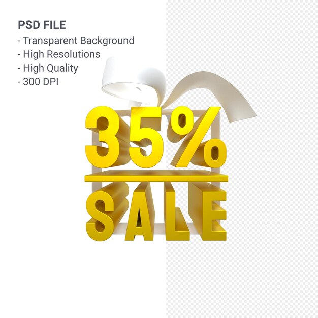 35% sale with bow and ribbon 3d design