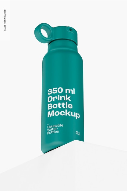 350 ml drink bottle mockup, low angle view