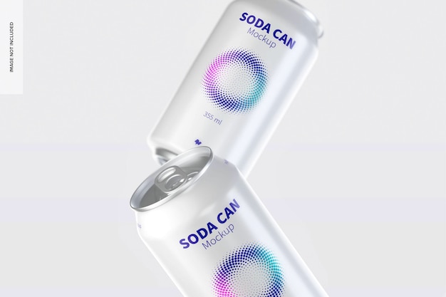 Mockup di lattine di soda da 355 ml, primo piano