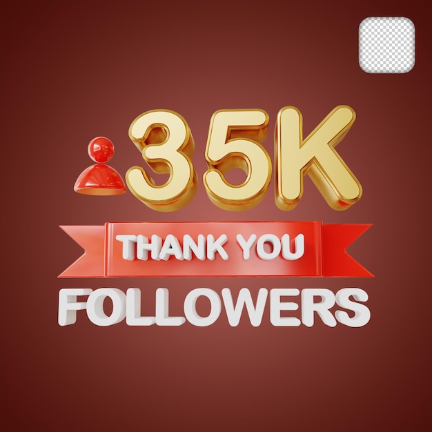 PSD 35k followers gold 3d illustration