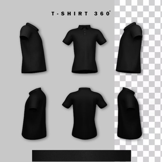 PSD mockup di magliette nere 360 con backround pulito