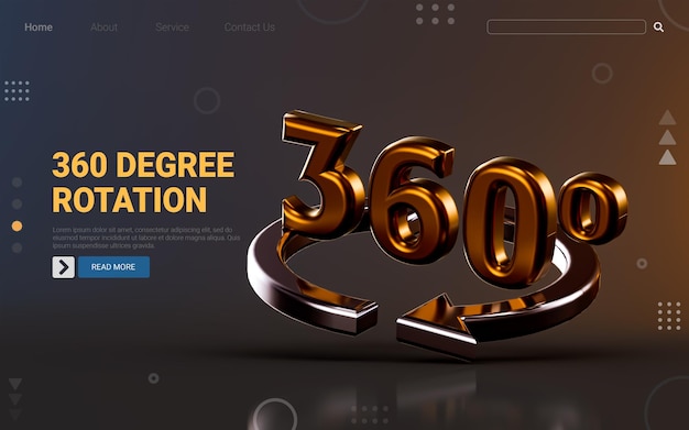PSD Значок стрелки 360 градусов на темном фоне 3d концепция рендеринга для веб-сайта логотипа рекламы приложений