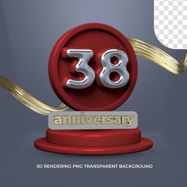 PSD 38 anniversary poster template 3d render transparent background
