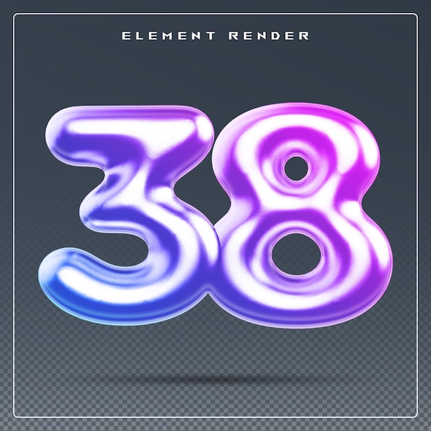 PSD 38 number gradient 3d render