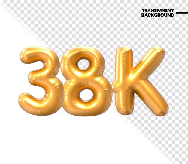 38k number gold 3d render