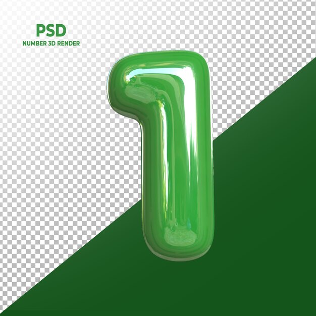 PSD rendering 3d 1 alfabeto percentuale per colore sociale verde premium psd