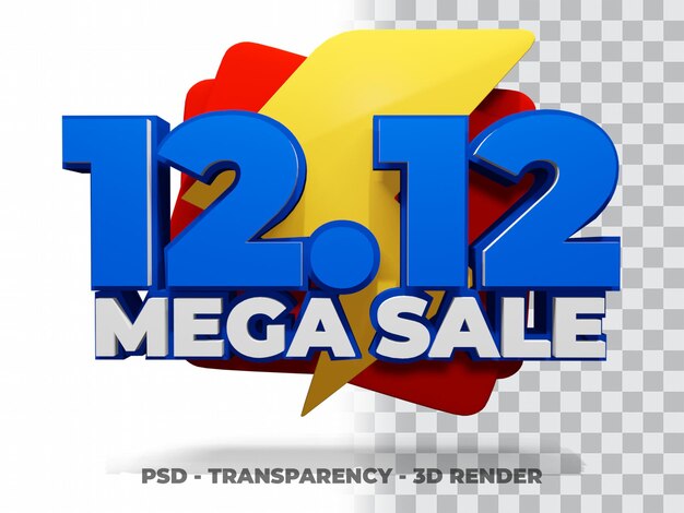 3d 12.12 shopping day sale mega sale with transparency background