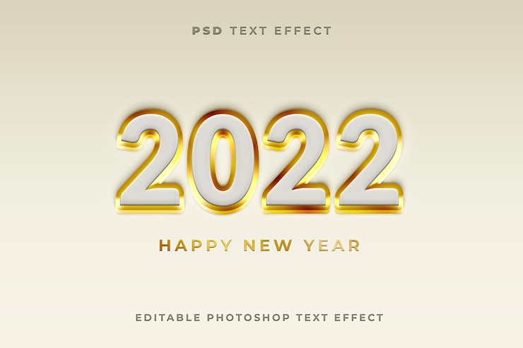 PSD 골드 색상의 3d 2022 텍스트 효과 템플릿