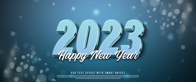 3d 2023 새해 복 많이 받으세요 편집 가능한 텍스트 효과 스타일
