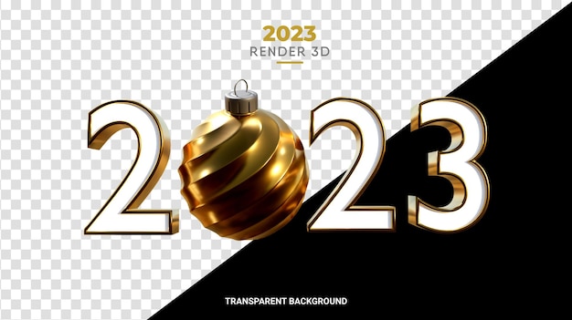 PSD 3d 2023 met kerstbal van hoge kwaliteit geeft glanzende fijne gouden textuur weer