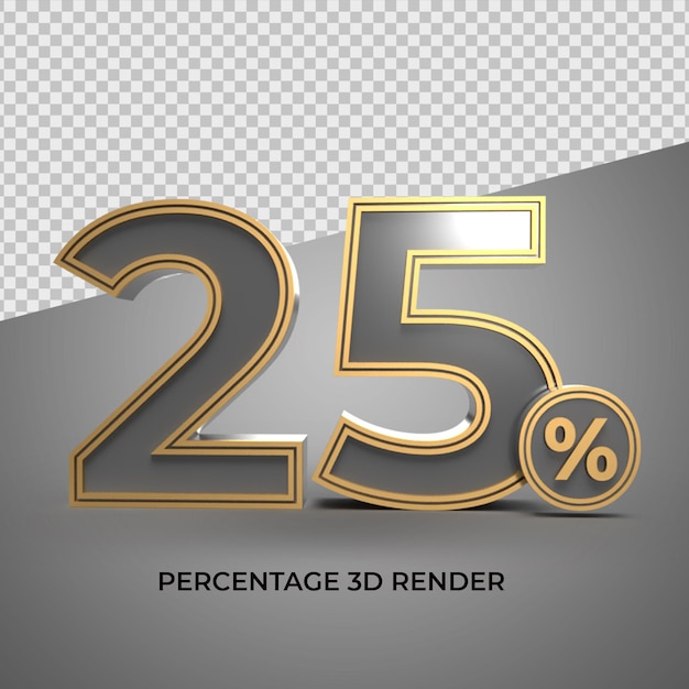 3d 25 percentage  number black gold