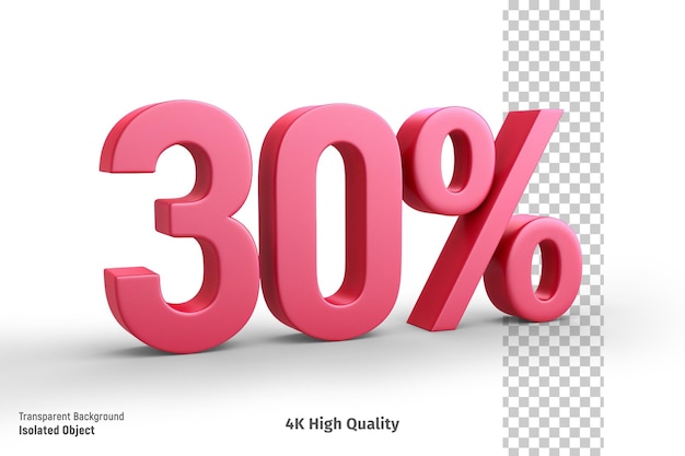 3D 30 Percent Discount isolated background