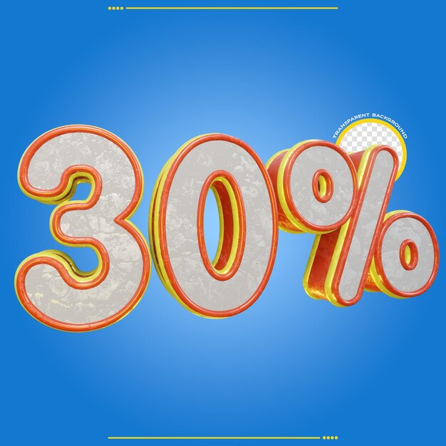 PSD 3d 30 percent off discount gold and red