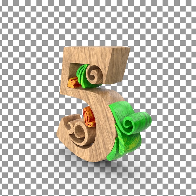 3D 4 numbe on isolated and transparent background