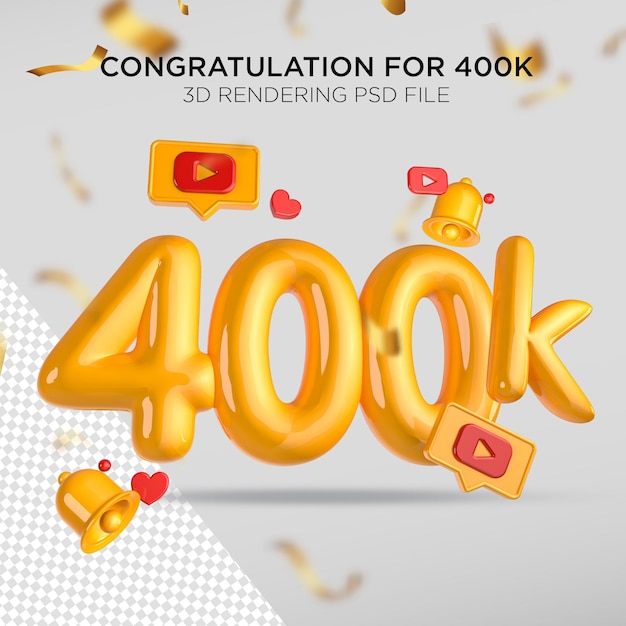 3d 400k congratulations text style effect Premium PSD