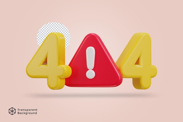 3d 404 niet gevonden waarschuwing icoon vector illustratie