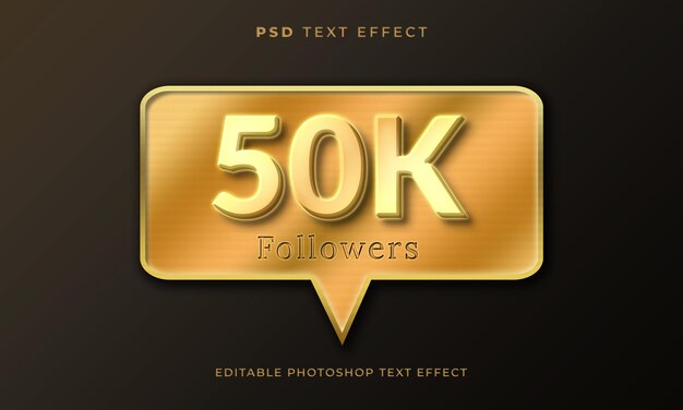 PSD 3d 50k 팔로워 텍스트 효과 템플릿