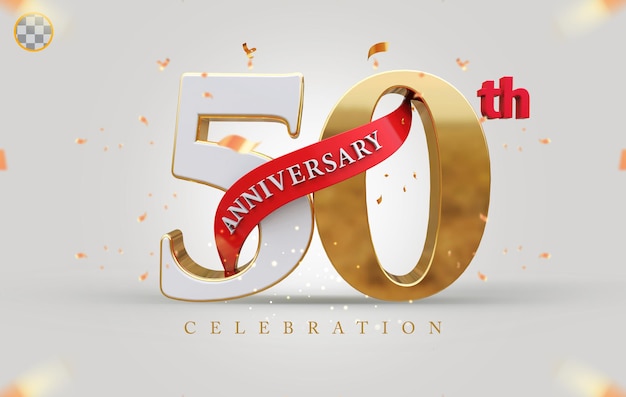 PSD 3d 50° anniversario con stile dorato