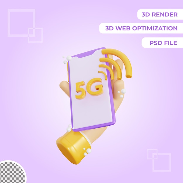 PSD 3d 5g connection icon isolated object illustration