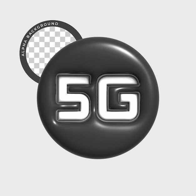 PSD 3d 5g signal icon on black concept. isolated icon.