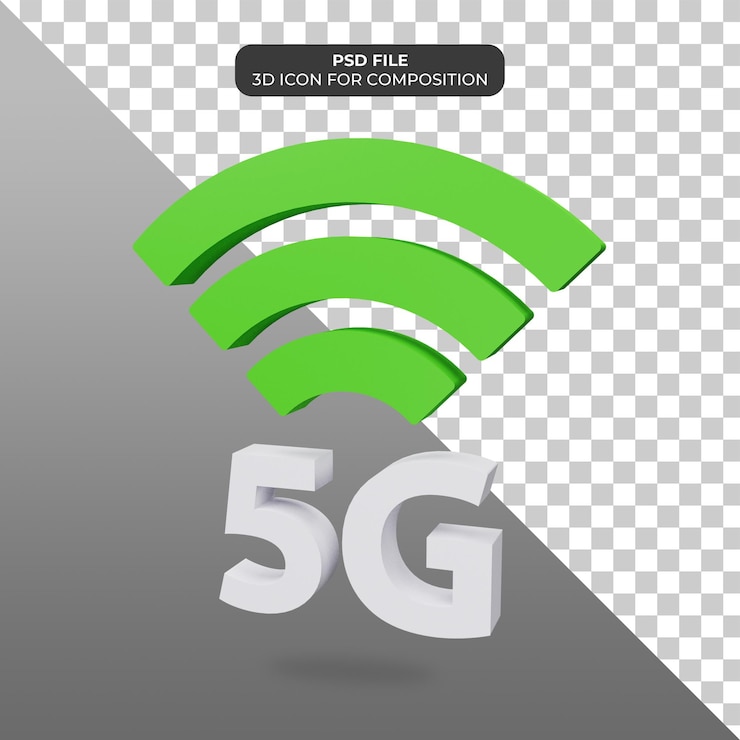 PSD 3d 5g signal icon psd