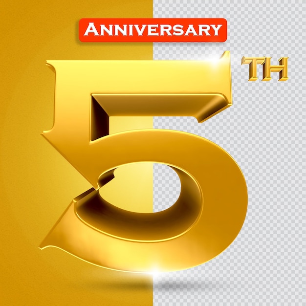 3d 5th anniversary with golden style
