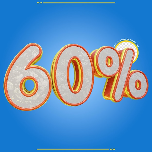 PSD 3d 60 percent off discount gold and red