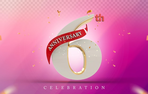 황금 스타일의 3d 6주년