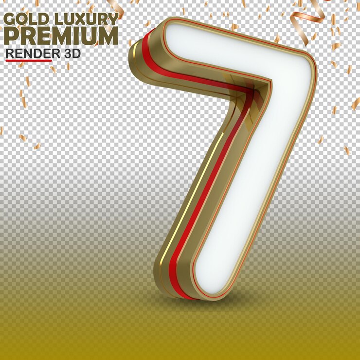 PSD 3d 7 number gold luxury premium
