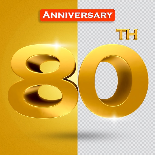 3d 80th anniversary with golden style