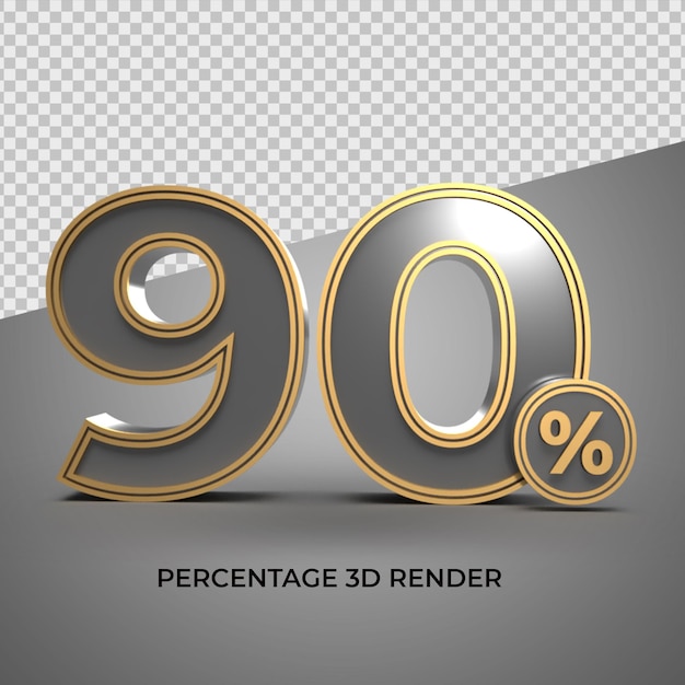 3d 90 percentage getal zwart goud