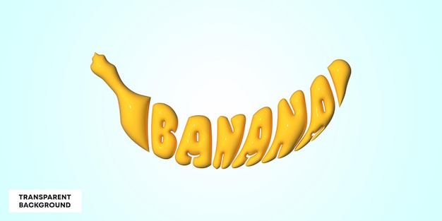 PSD 3d желтый банан со словом 