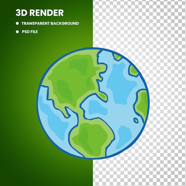 3D-Aarde Transparante PSD-bestand Globe