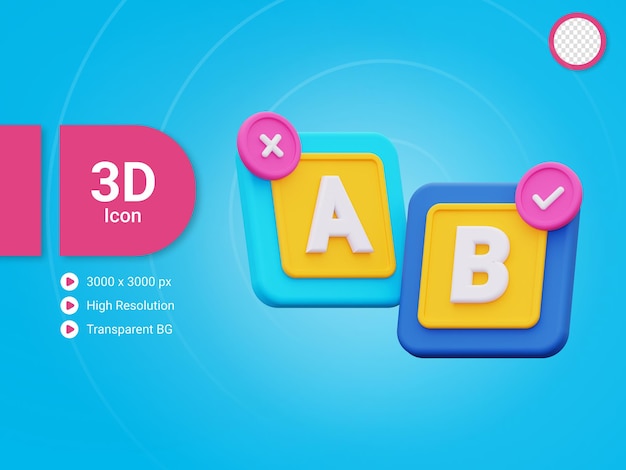 3d ab testing icon