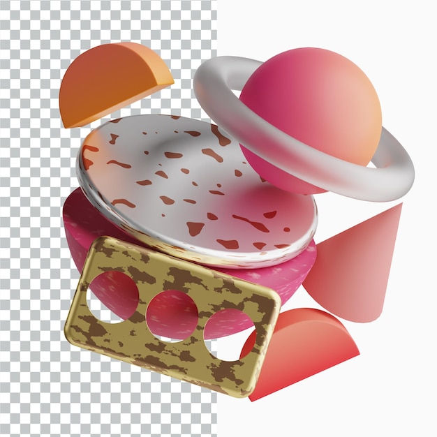 PSD 3d abstract 3d shapes design illustration