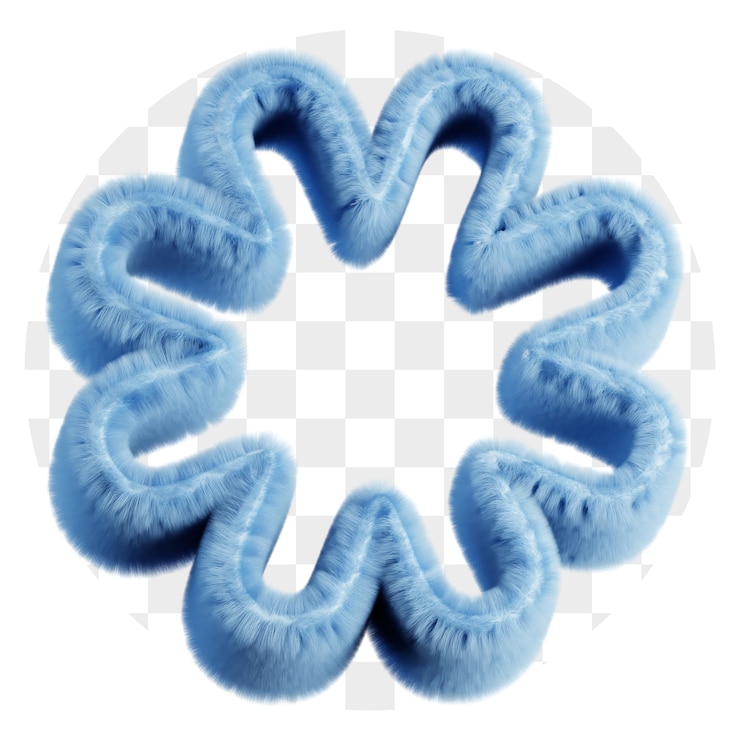 PSD 3d abstract fluffy blue star shape