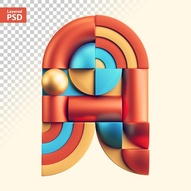 PSD 3d abstract geometric letter