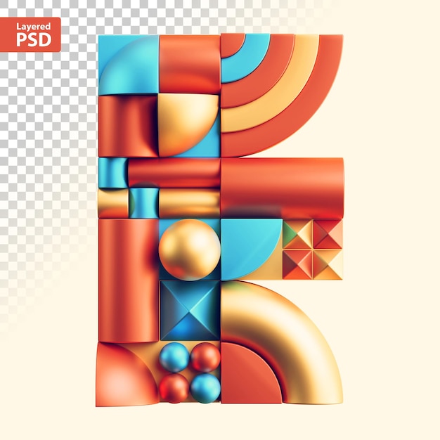 PSD lettera geometrica astratta 3d