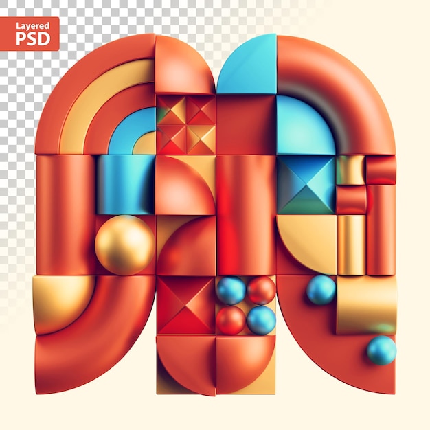 PSD lettera geometrica astratta 3d