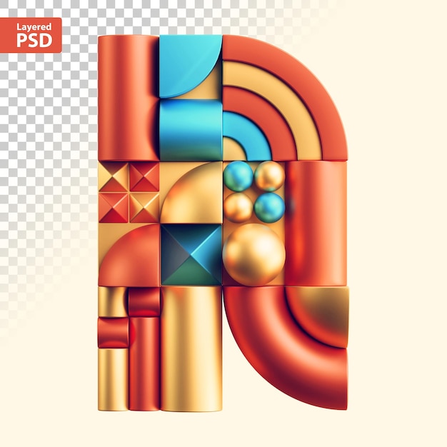 PSD 3d abstract geometric letter