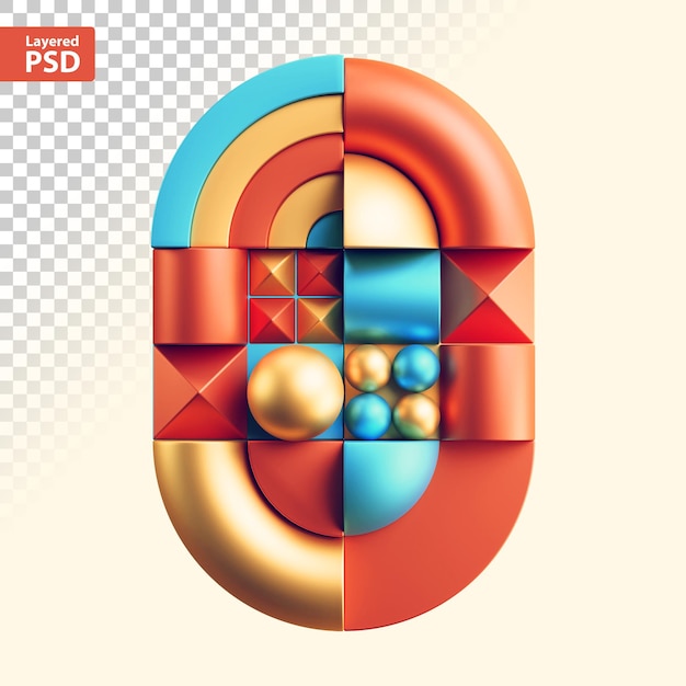 PSD lettera geometrica astratta 3d