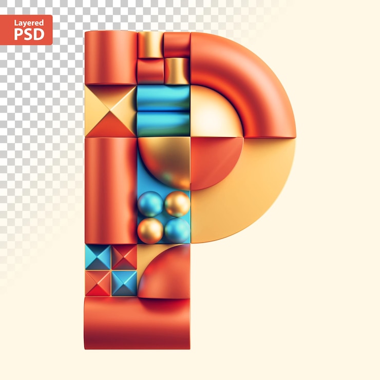 PSD 3d 抽象幾何字母