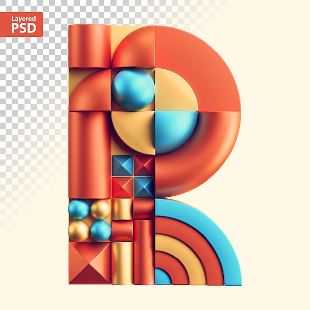 3d abstract geometric letter