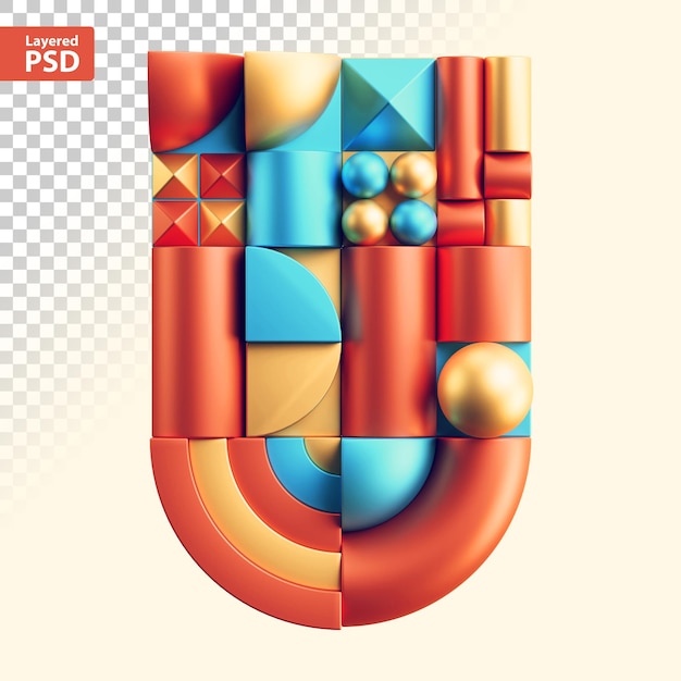 PSD lettera geometrica astratta 3d