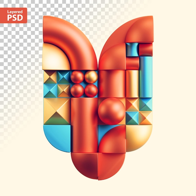 PSD 3d abstract geometric letter