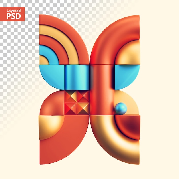 PSD 3d abstract geometric letter