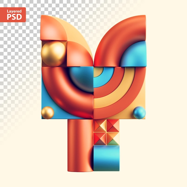 3d abstract geometric letter