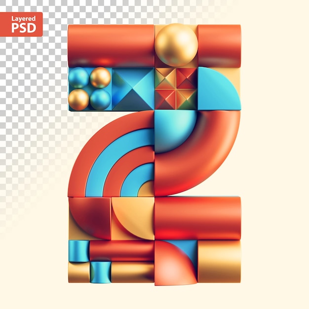 PSD lettera geometrica astratta 3d