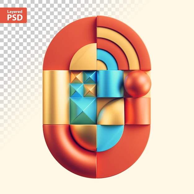 3d abstract geometric numbers